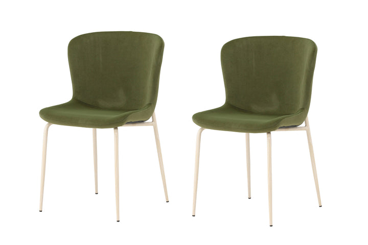 Venture Home Modesto Dining Chair 2-pack - Whitewash Legs / Olive Green Velvet