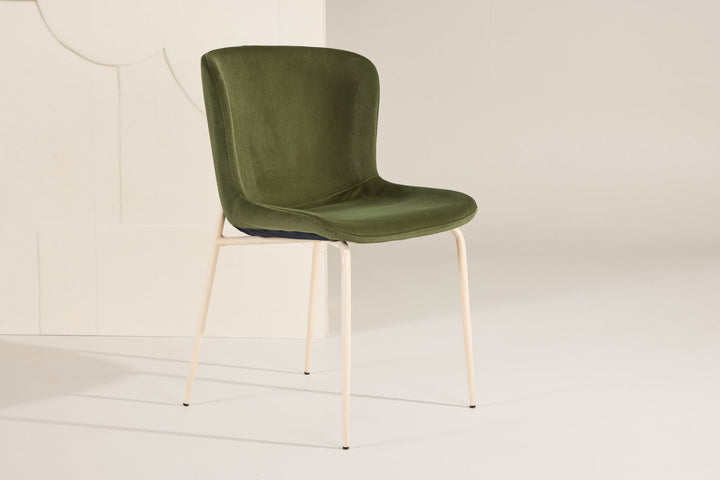 Venture Home Modesto Dining Chair 2-pack - Whitewash Legs / Olive Green Velvet
