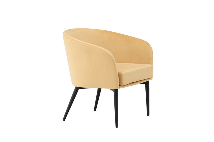 Venture Home Fluffy Arm Chair - Black Legs / Yellow Velvet