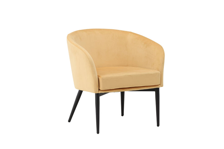Venture Home Fluffy Arm Chair - Black Legs / Yellow Velvet