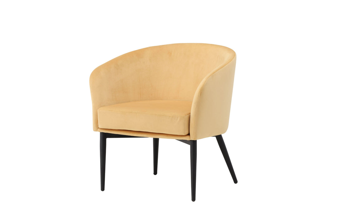 Venture Home Fluffy Arm Chair - Black Legs / Yellow Velvet