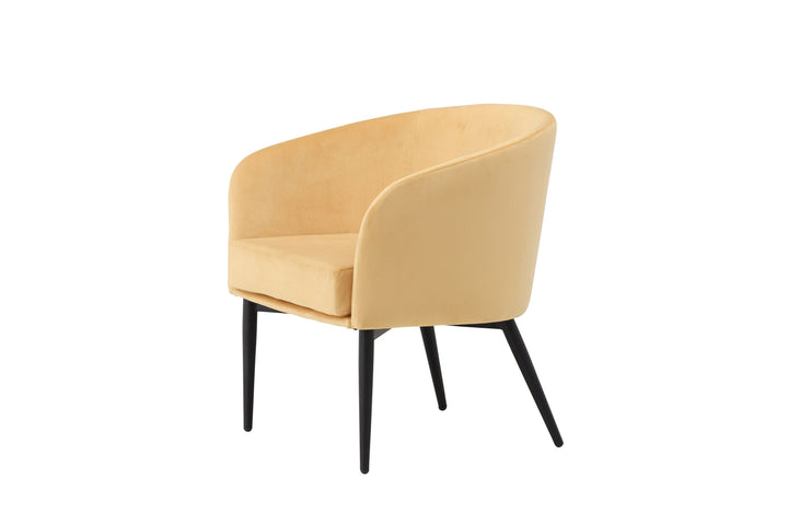 Venture Home Fluffy Arm Chair - Black Legs / Yellow Velvet