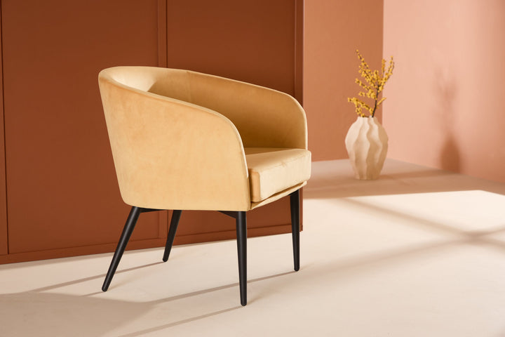 Venture Home Fluffy Arm Chair - Black Legs / Yellow Velvet