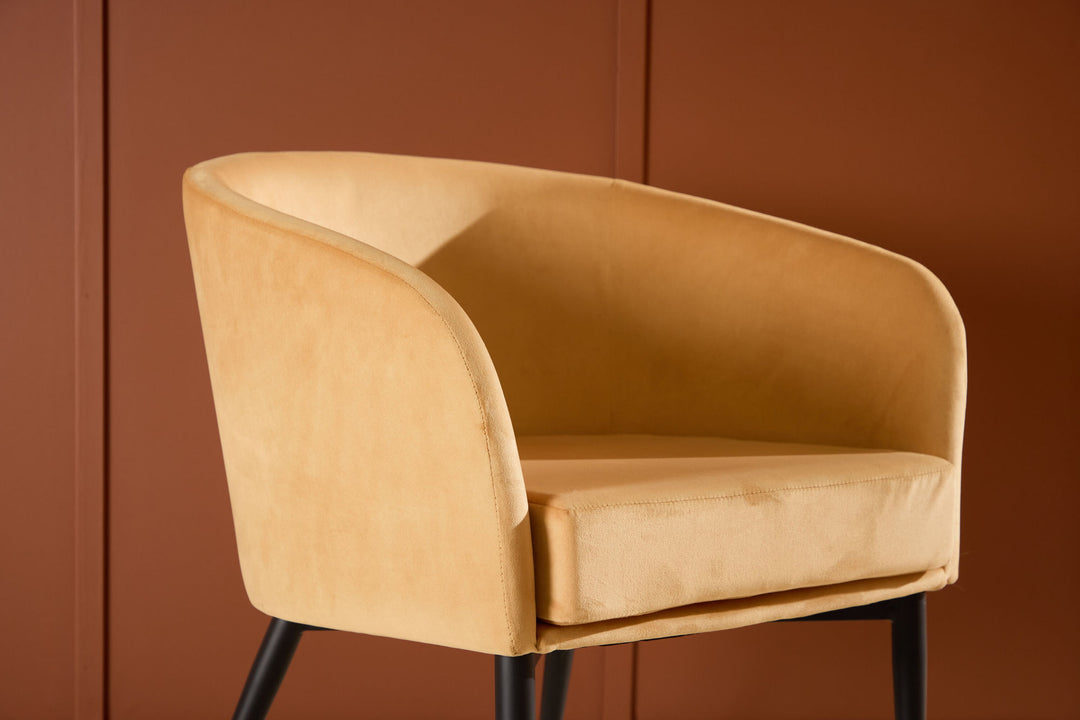 Venture Home Fluffy Arm Chair - Black Legs / Yellow Velvet