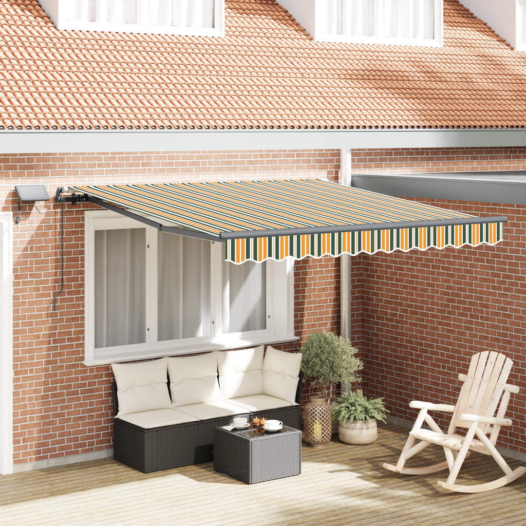Udtrækkelig markise Grøn og gul 350 x 250 cm Stof og aluminium