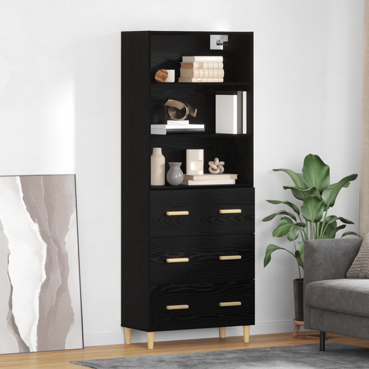 Highboard Sort eg 69,5 x 32,5 x 180 cm Konstrueret træ