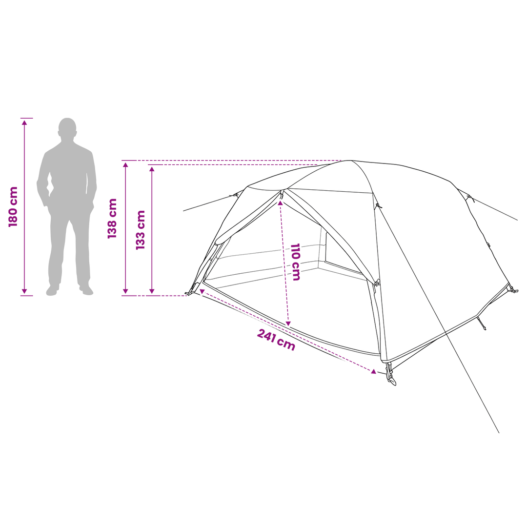 Backpacking Telt Blå 4-personers 185T Polyester med PU Coating