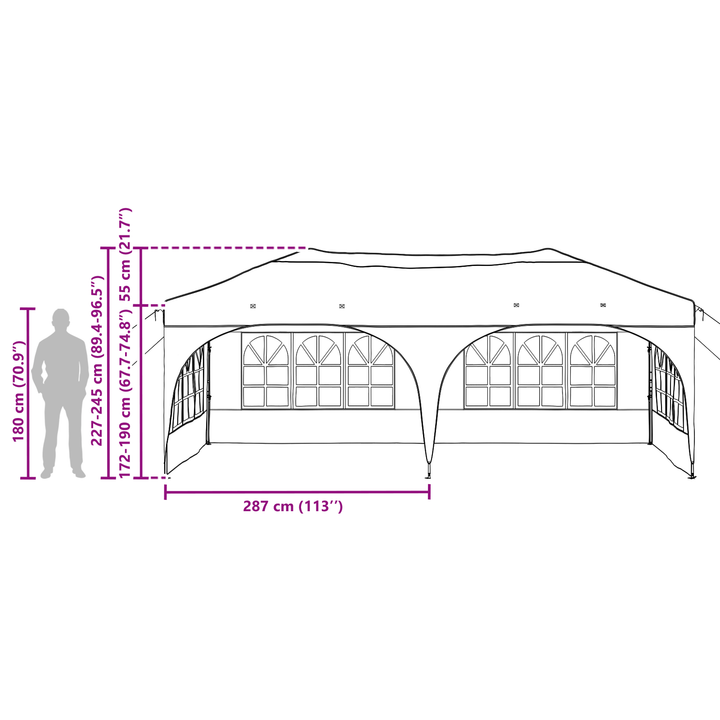 Pop-up Festtelt 575 x 288 x 245 cm Grøn Oxford stof