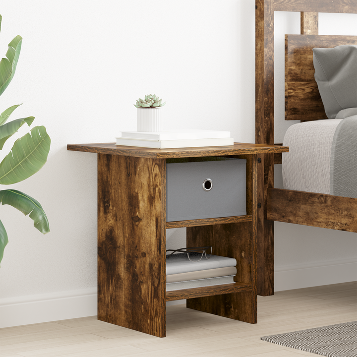 Sengebord 2 pcs Røget eg 41 x 40 x 45 cm Konstrueret træ