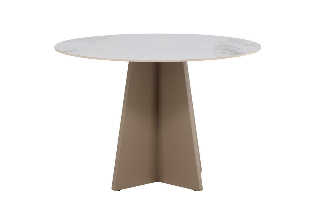 Venture Home Bootcut Round Dining Table φ110x75 cm - MDF Beige / Sintered Stone Marblelook