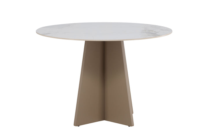 Venture Home Bootcut Round Dining Table φ110x75 cm - MDF Beige / Sintered Stone Marblelook