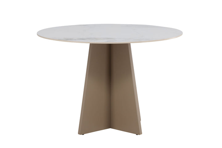 Venture Home Bootcut Round Dining Table φ110x75 cm - MDF Beige / Sintered Stone Marblelook