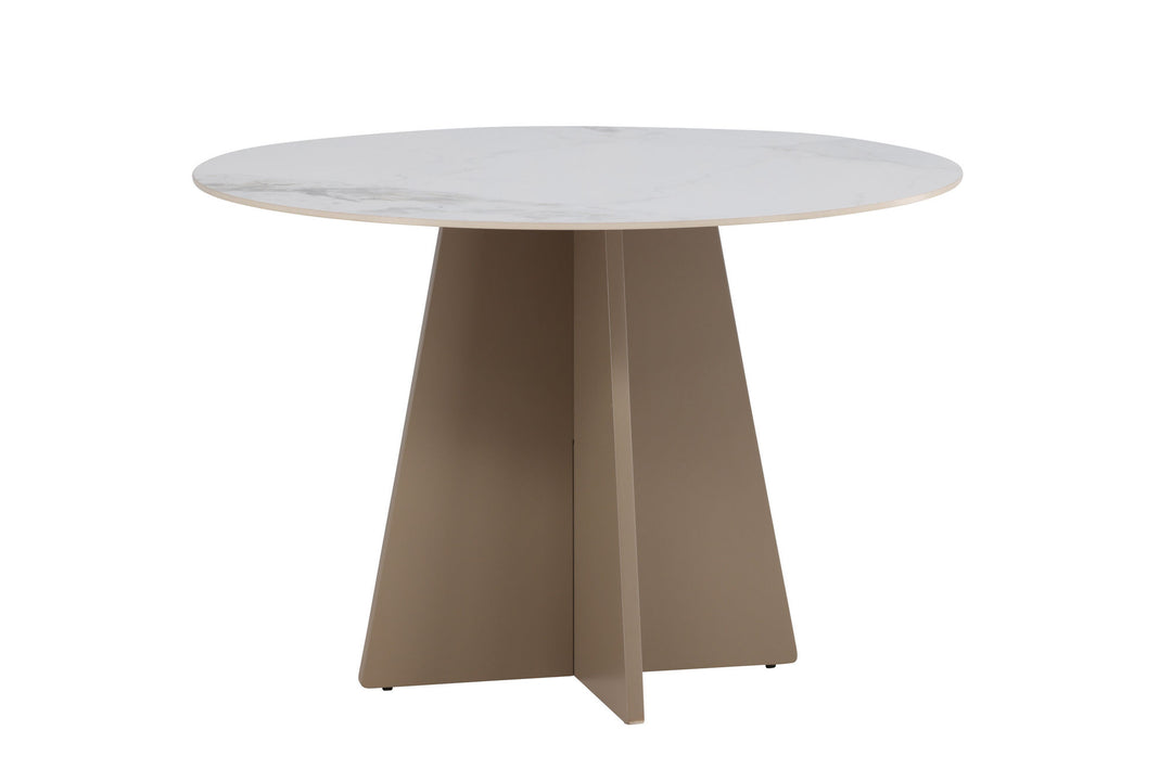 Venture Home Bootcut Round Dining Table φ110x75 cm - MDF Beige / Sintered Stone Marblelook