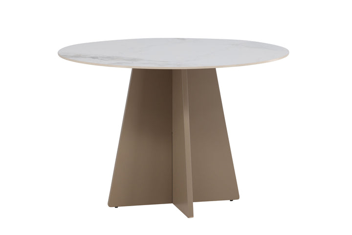 Venture Home Bootcut Round Dining Table φ110x75 cm - MDF Beige / Sintered Stone Marblelook
