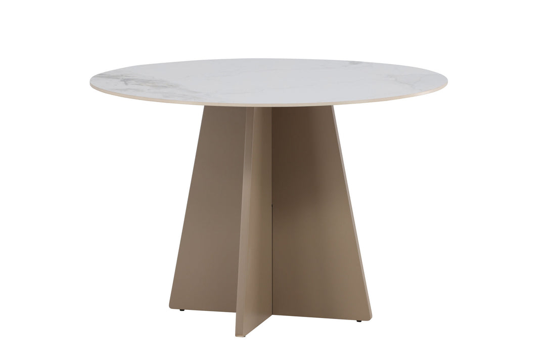 Venture Home Bootcut Round Dining Table φ110x75 cm - MDF Beige / Sintered Stone Marblelook