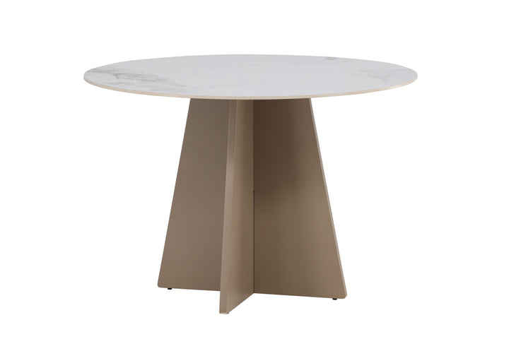 Venture Home Bootcut Round Dining Table φ110x75 cm - MDF Beige / Sintered Stone Marblelook