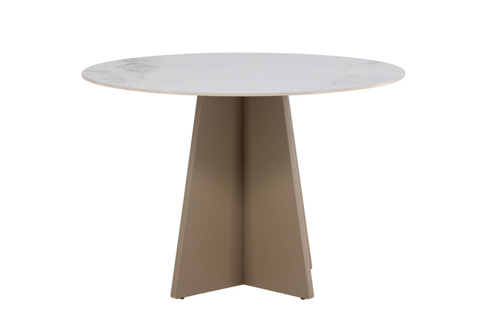 Venture Home Bootcut Round Dining Table φ110x75 cm - MDF Beige / Sintered Stone Marblelook