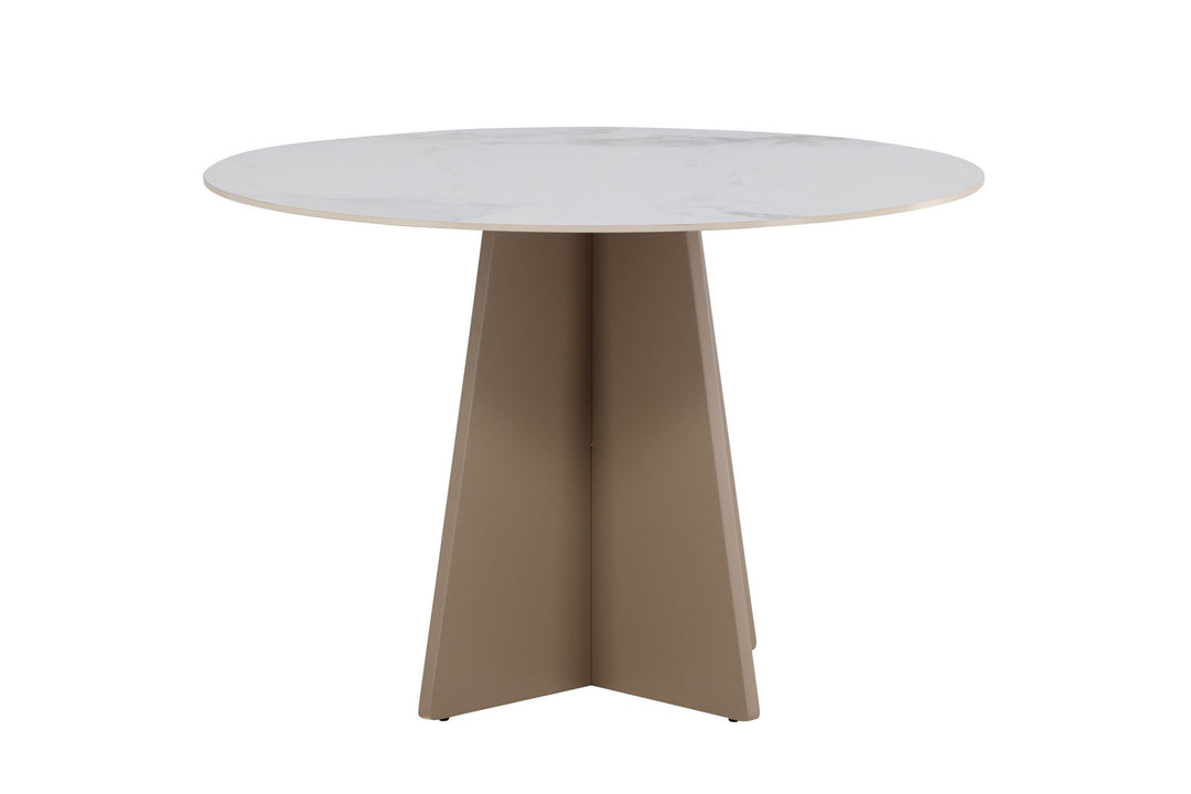 Venture Home Bootcut Round Dining Table φ110x75 cm - MDF Beige / Sintered Stone Marblelook