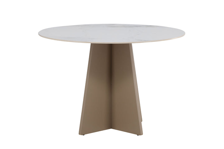 Venture Home Bootcut Round Dining Table φ110x75 cm - MDF Beige / Sintered Stone Marblelook