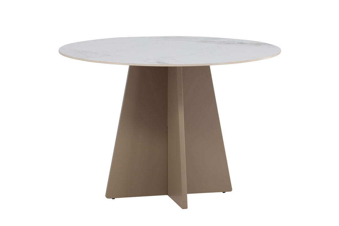 Venture Home Bootcut Round Dining Table φ110x75 cm - MDF Beige / Sintered Stone Marblelook