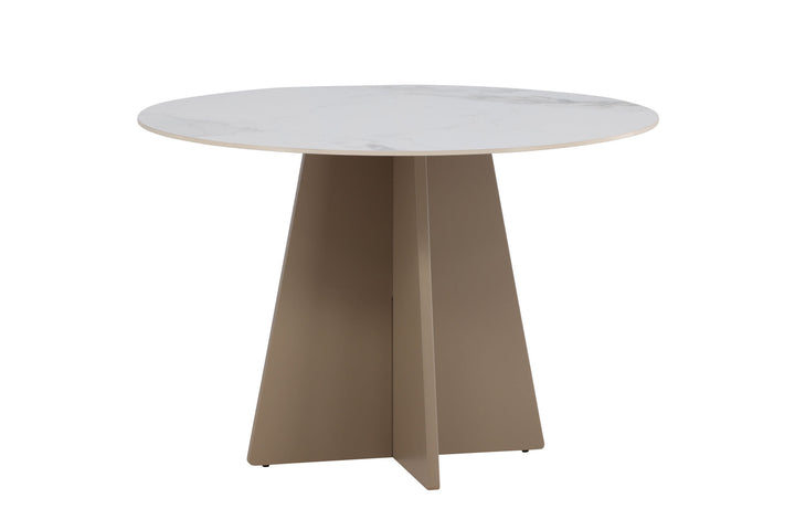 Venture Home Bootcut Round Dining Table φ110x75 cm - MDF Beige / Sintered Stone Marblelook