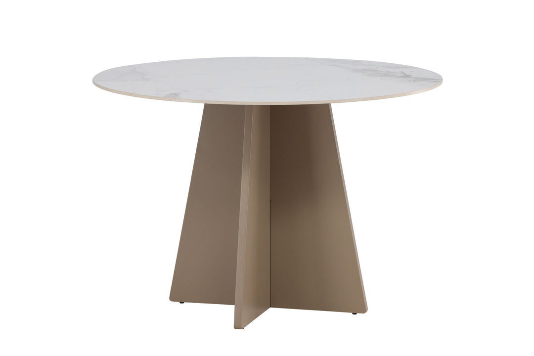 Venture Home Bootcut Round Dining Table φ110x75 cm - MDF Beige / Sintered Stone Marblelook