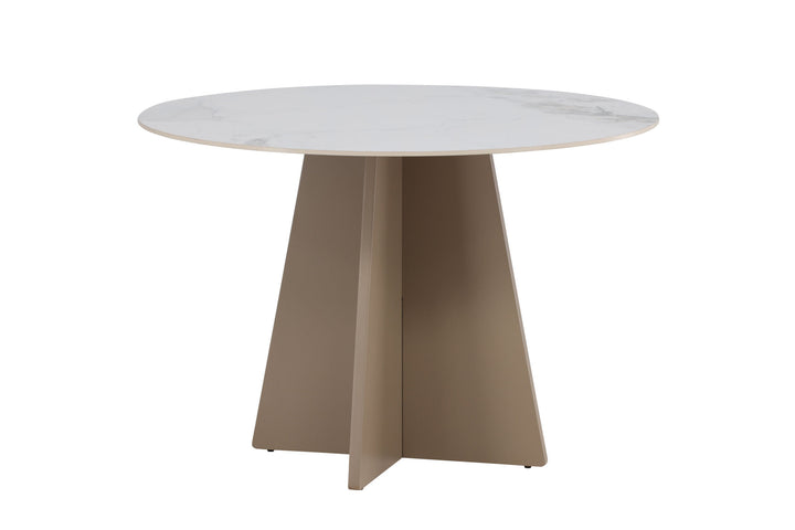 Venture Home Bootcut Round Dining Table φ110x75 cm - MDF Beige / Sintered Stone Marblelook