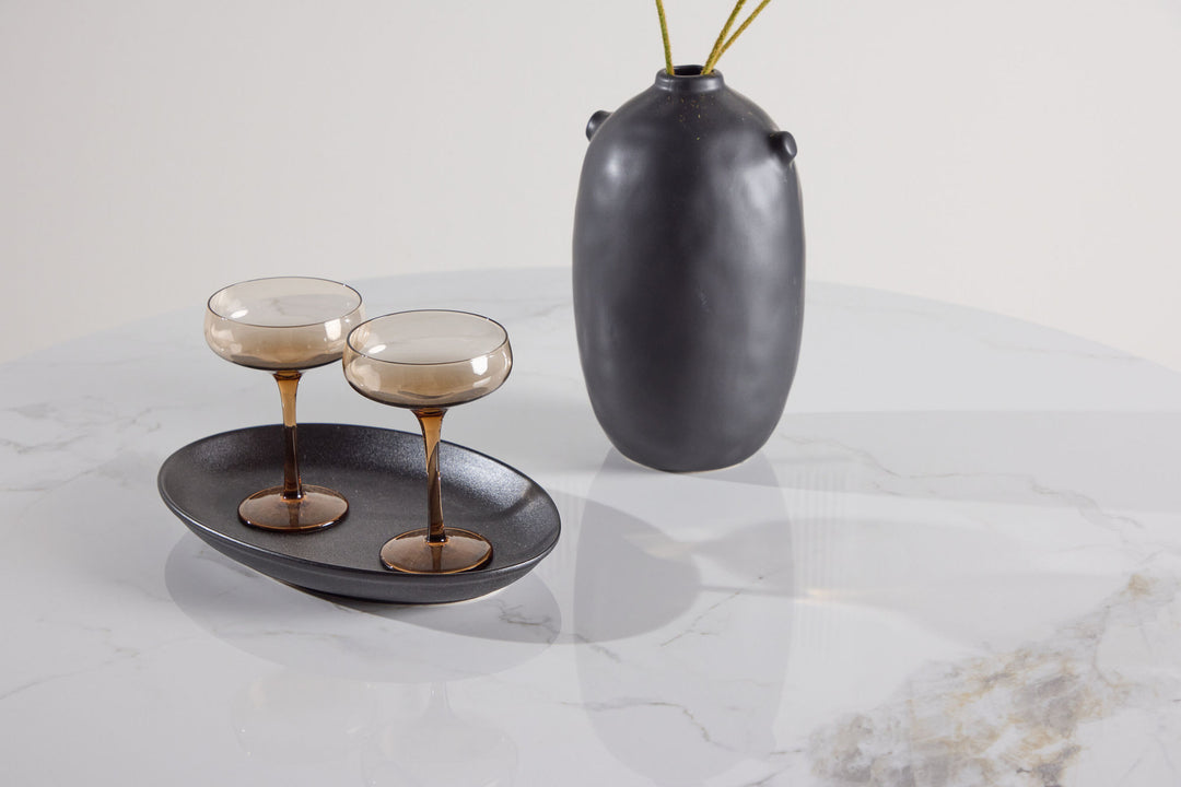 Venture Home Bootcut Round Dining Table φ110x75 cm - MDF Beige / Sintered Stone Marblelook