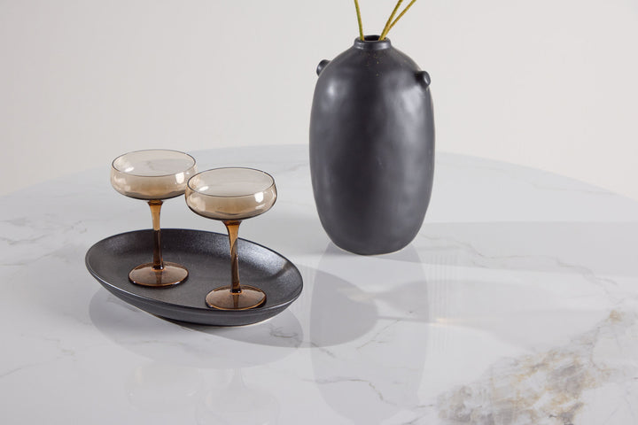 Venture Home Bootcut Round Dining Table φ110x75 cm - MDF Beige / Sintered Stone Marblelook