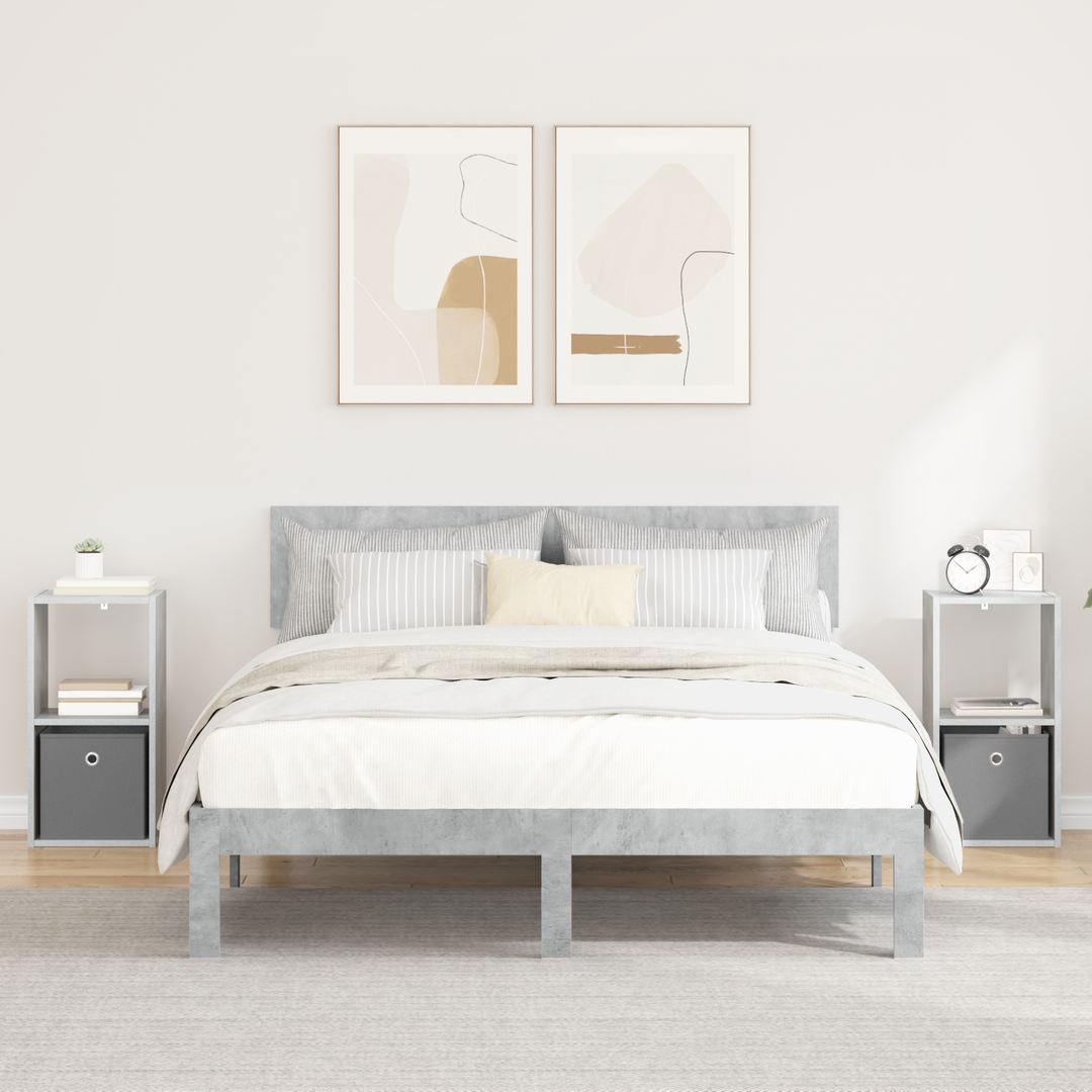 Sengebord 2 pcs Beton Grå 30,5 x 27 x 59,5 cm Konstrueret træ