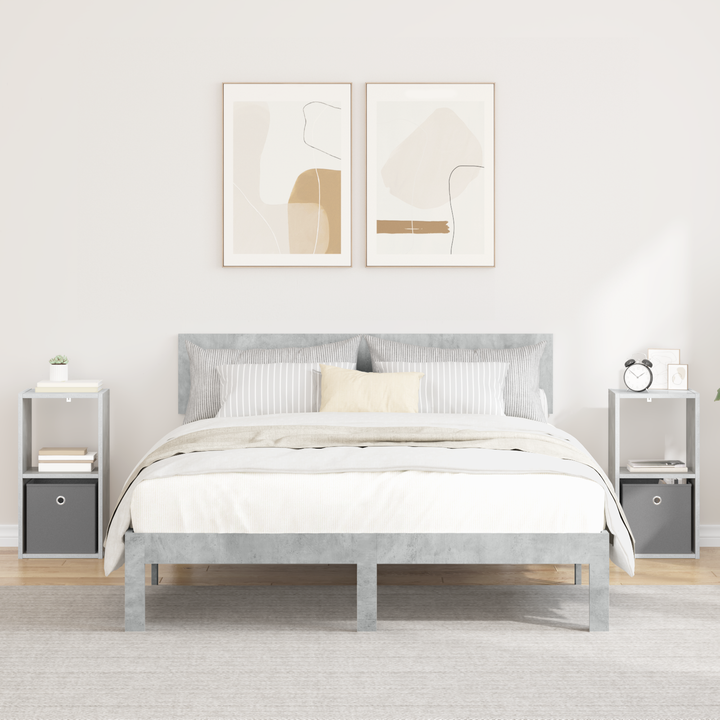 Sengebord 2 pcs Beton Grå 30,5 x 27 x 59,5 cm Konstrueret træ