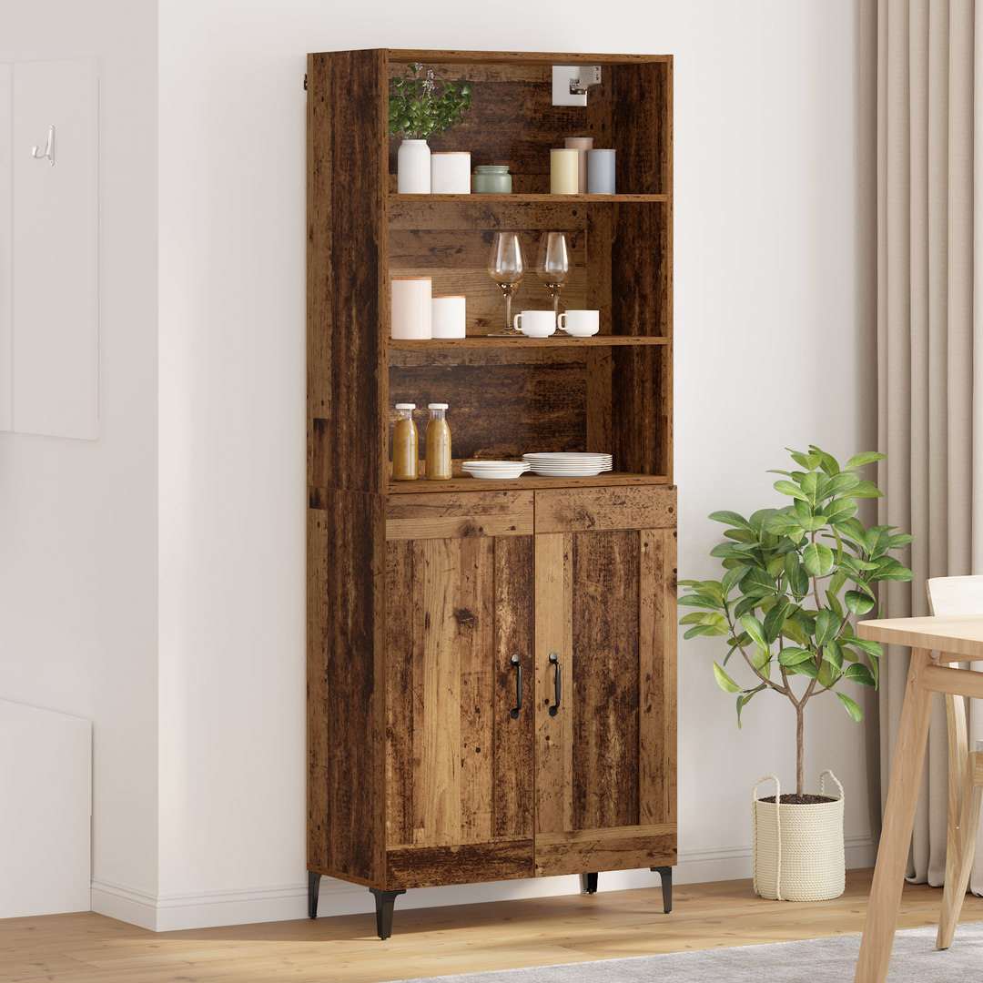 Highboard 2 pcs Gammelt træ Konstrueret træ