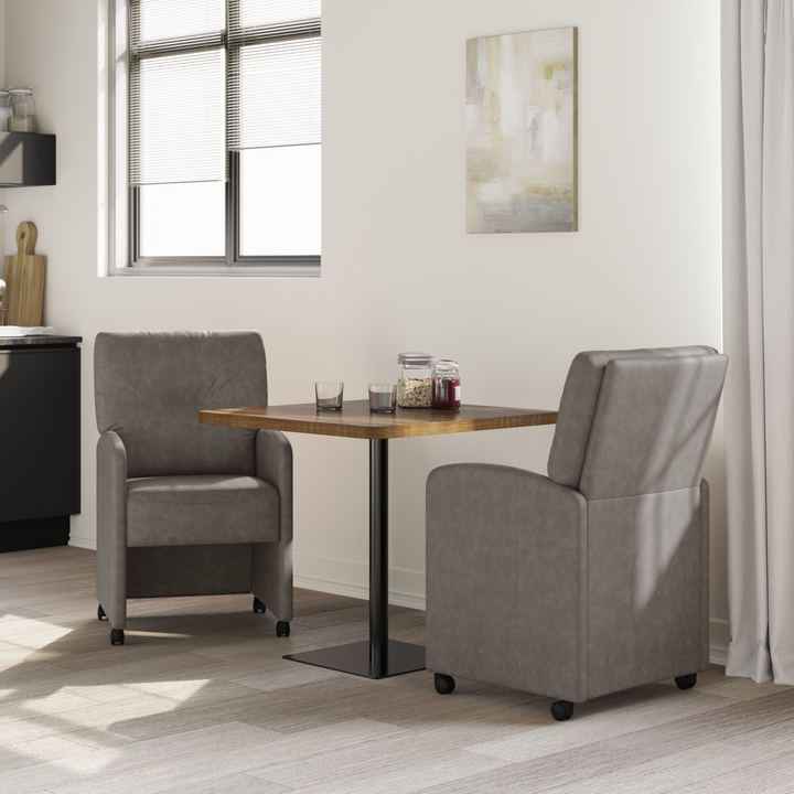 Spisebordsstole med hjul 2 pcs Grå 57 x 67 x 95 cm Kunstlæder