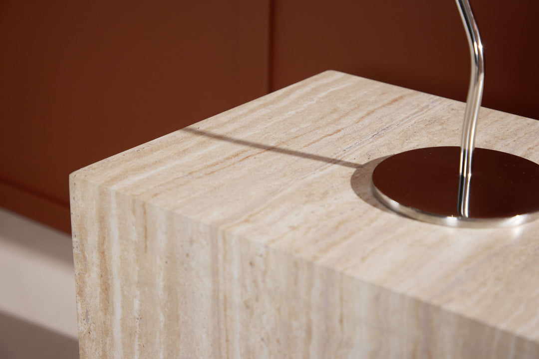 Venture Home York Side Table 30x35x25 cm - Travertine Look