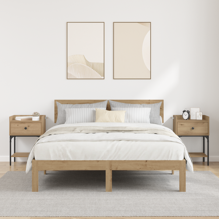 Sengebord 2 pcs Artisan Egetræ 40 x 29 x 60 cm Konstrueret træ