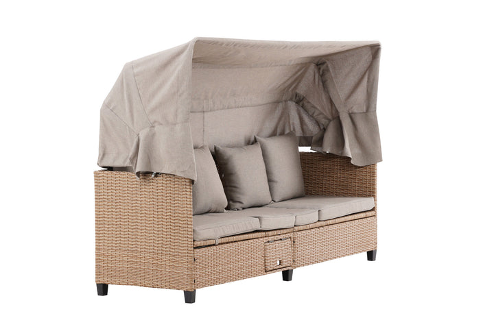 Venture Home Nopy - Sun Lounge with Canopy- Beige / Beige - Wicker