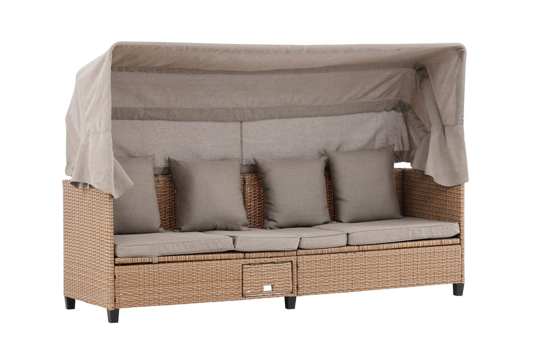 Venture Home Nopy - Sun Lounge with Canopy- Beige / Beige - Wicker
