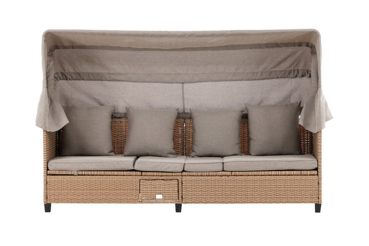 Venture Home Nopy - Sun Lounge with Canopy- Beige / Beige - Wicker