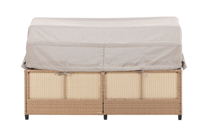 Venture Home Nopy - Sun Lounge with Canopy- Beige / Beige - Wicker