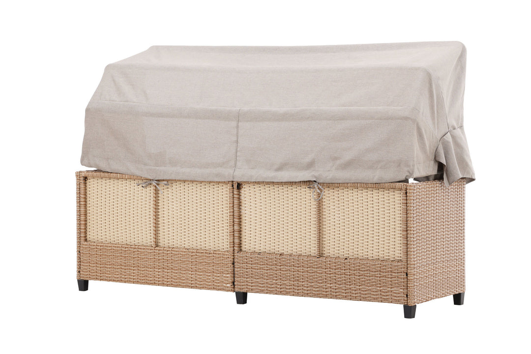 Venture Home Nopy - Sun Lounge with Canopy- Beige / Beige - Wicker