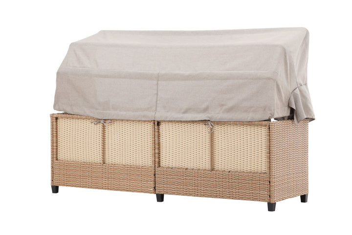 Venture Home Nopy - Sun Lounge with Canopy- Beige / Beige - Wicker