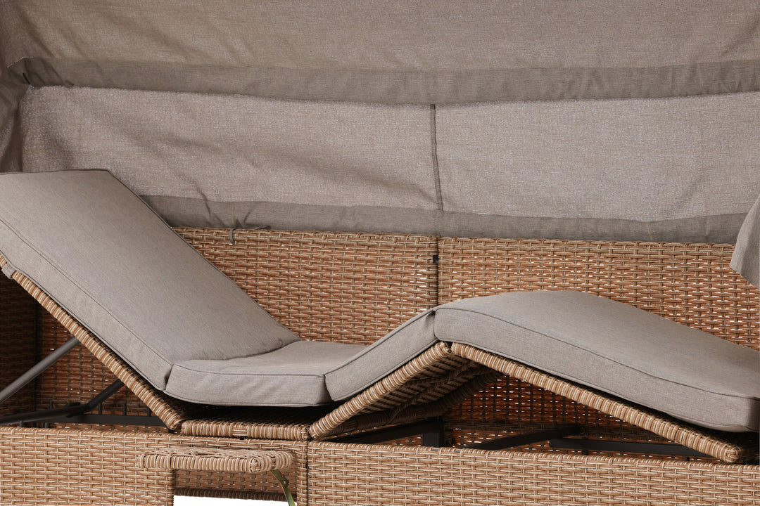 Venture Home Nopy - Sun Lounge with Canopy- Beige / Beige - Wicker