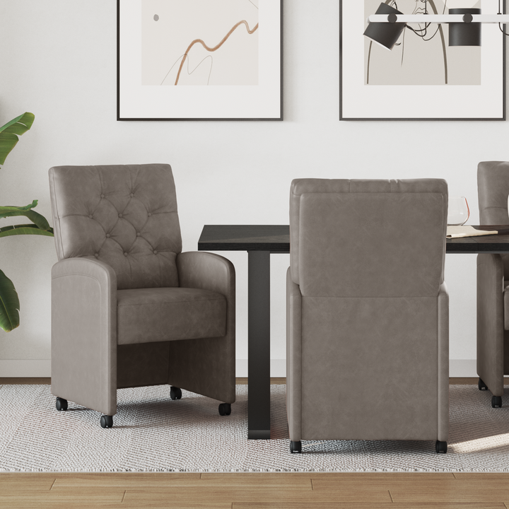 Spisebordsstole med hjul 2 pcs Grå 58 x 67 x 97 cm Kunstlæder
