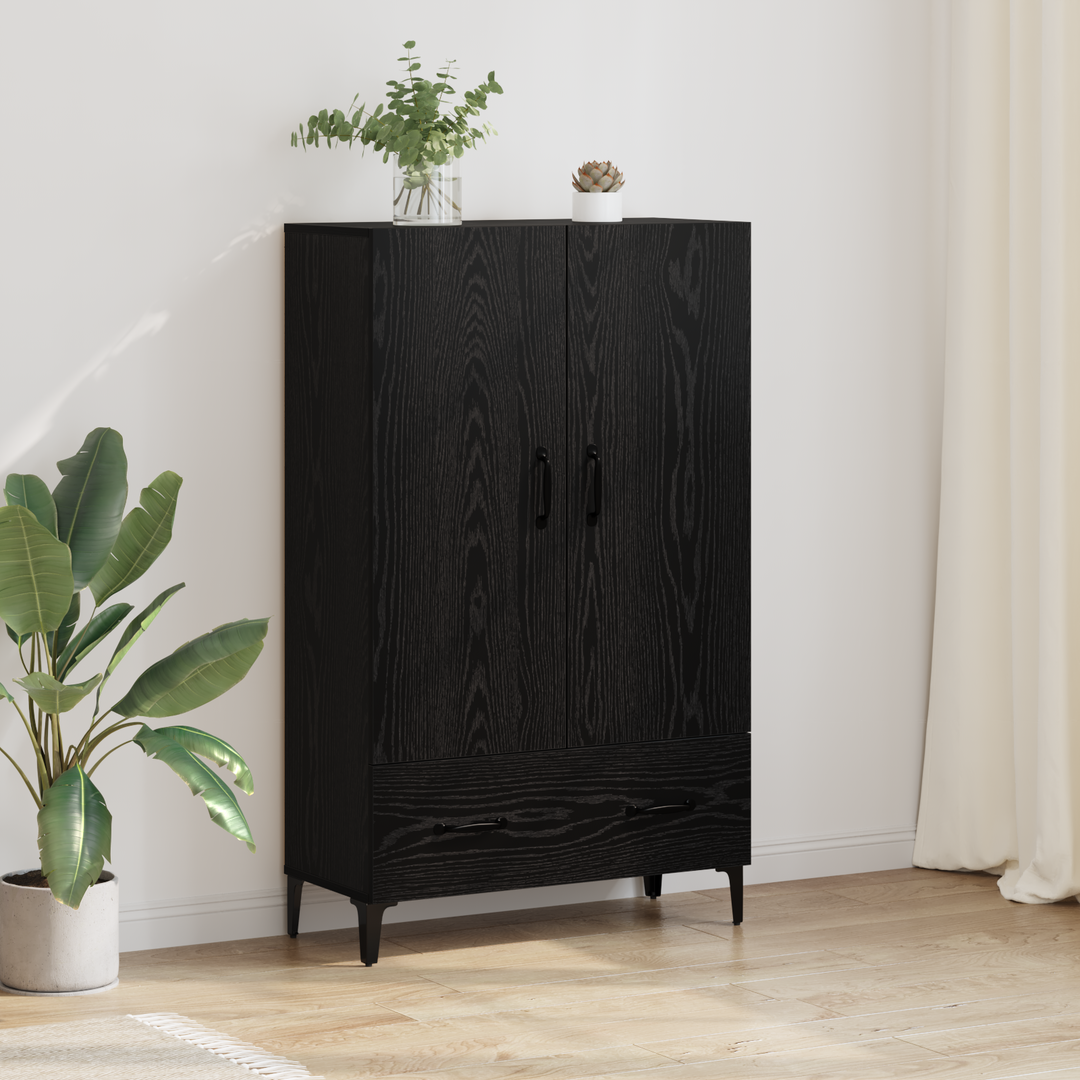 Highboard Sort eg 70 x 31 x 115 cm Ingeniørt træ og jern