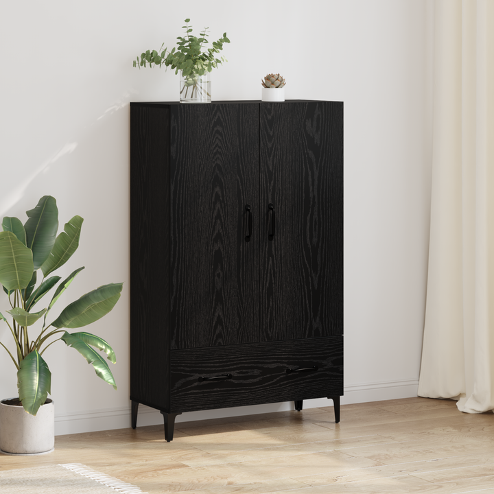 Highboard Sort eg 70 x 31 x 115 cm Ingeniørt træ og jern