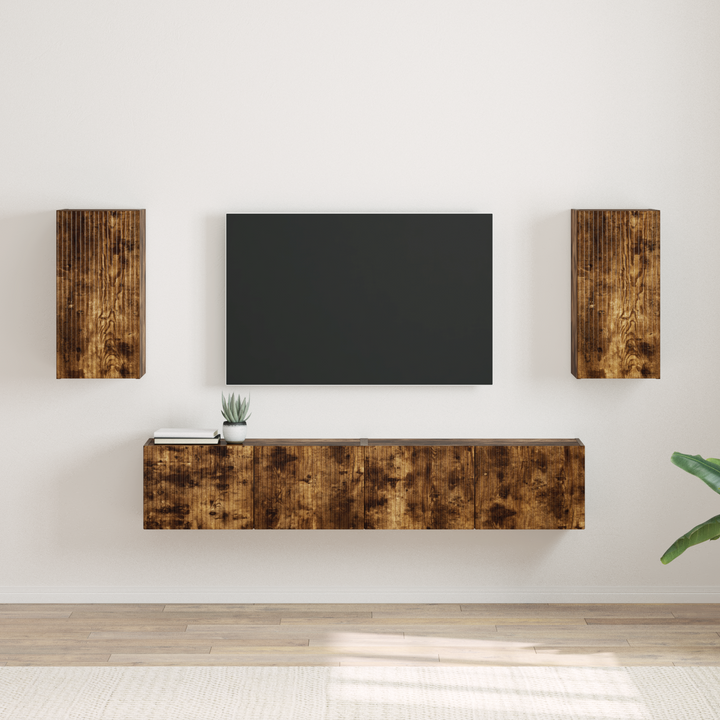 TV vægskab 2 pcs Røget eg 30 x 31 x 60 cm Konstrueret træ