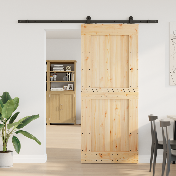Skydedør NARVIK Naturfarvet og sort 95 x 210 cm (213,5 cm)