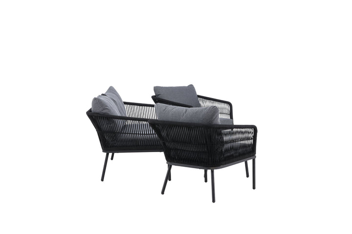 Venture Home Lindos Sofa Set - Black Alu / Black Rope / Grey Cushions