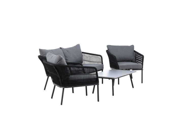 Venture Home Lindos Sofa Set - Black Alu / Black Rope / Grey Cushions