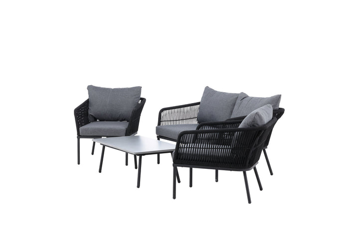 Venture Home Lindos Sofa Set - Black Alu / Black Rope / Grey Cushions